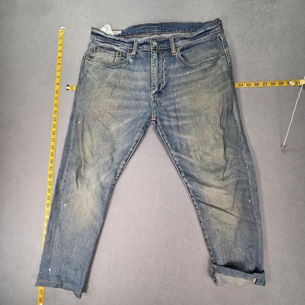 Levis 512 Jeans Mens Selvedge Med Wash Slim Tapered Honeycomb Paint Fits 34x24‎